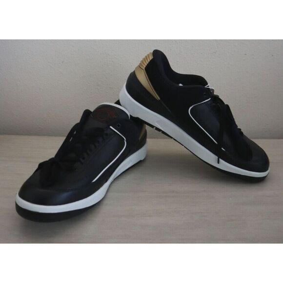 Nike Air DX4401-001 Women's Sz 11.5 Black/Gold Jordan 2 Retro Low Sneakers $150 - Picture 1 of 13